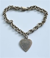 STERLING SILVER BRACELET W/ HEART