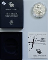 2017 W SILVER EAGLE W BOX PAPERS