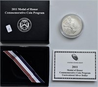 2011 MEDAL OF HONOR SILVER DOLLAR W BOX PAPERS