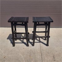 AMH2335- Set of 2 Black Wooden Bar Stools