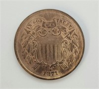 1871 TWO-CENT PIECE