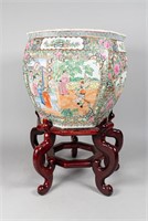 Chinese Porcelain Fishbowl on Stand