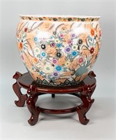 Chinese Porcelain Fishbowl on Stand