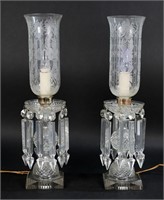 Pair Of Electrified Luster Lamps