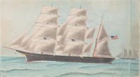 Watercolor and Pencil Clipper Ship