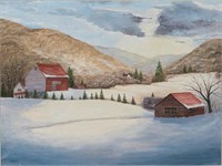 Hazel Abrahamsen Oil on Canvas Barn Shandaken NY