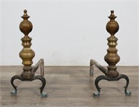 Pair of 19th Century American Chippendale Andirons