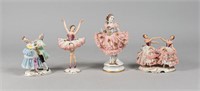 4 Dresden Lace Porcelain Figurines