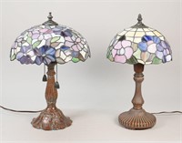2 Tiffany Style Leaded Glass Lamps
