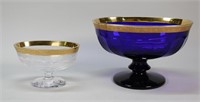 2 Moser Glass Pedestal Bowls