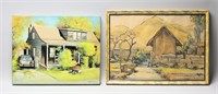 2 Piece Art Lot Houses in Landscapes