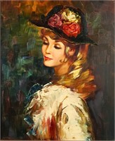 Blay Loric Oil on Canvas Portrait of Woman