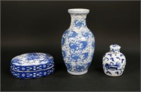 3 Pieces Blue & White Chinese Porcelain