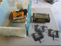 clamps, stapler, spray gun and tote