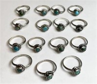 (15) STERLING SILVER TURQUOISE AND GREEN