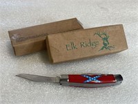 ELK RIDGE REBEL FLAG POCKET KNIFE WITH BOX 2.9in