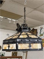 SLAG GLASS HANGING LIGHT FIXTURE 14in T x 25in W