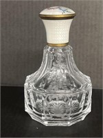 ANTIQUE ETCHED GLASS ENAMEL TOP SCENT BOTTLE 6x4