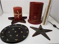 Plate, Candle Holder & Lamp w/ Stars