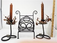Wrought Iron Candleholders & Stand