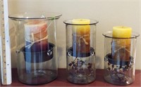 (3) Country Originals Glass Candleholders