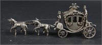 Dutch 835 Silver Miniature Horse Drawn Carriage