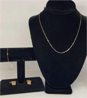 Gold Necklace & Bracelet & Earrings