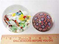 (2) Floral Paperweights