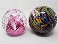 (2) Signed Paperweights