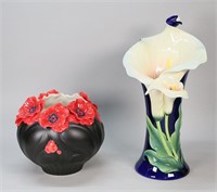 2 Franz Floral Porcelain Vases