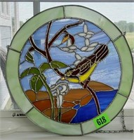 Round Stained Glass Goldfinch Hanging