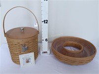 Longaberger Ice Bucket Basket & Med Wreath Basket