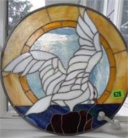 Round Stained Glass Seagull Hanging