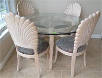 Glass Top Shabby Chic Table w/4 Chairs