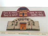 Wood Welcome & Country Signs w/Houses