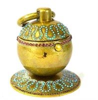 Middle Eastern Inkwell w Turquoise & Ruby