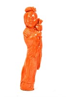 Chinese Carved Red Coral Figure of A Lady