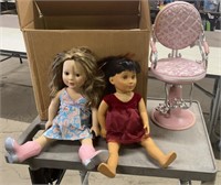 2 Dolls and a Salon Chair