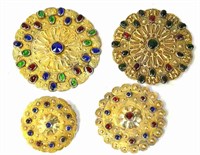 Four Antique Silver & Gold Plated Turkmen Ornament