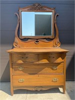 AMH2411 Vintage Wood Dresser Vanity With Mirror