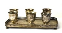 7 Pcs of Jewish Silver Plated Cups & Tray
