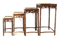 Nest of Four Chinese Carved Wood Table Stands