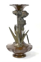 Art Nouveau Japanese Bronze Vase with Flower