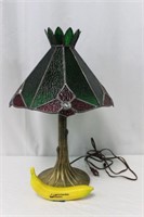 Vintage Stained Glass & Metal Lamp