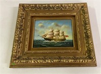 Edison Oil Sailboat Painting Framed Picture 19”