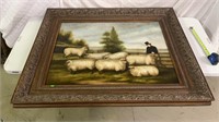 Harris Framed Sheep Painting 53" by 43"