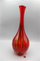 Mid Century Red Blown Art Glass Vase