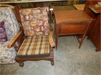 SEWING CABINET & WOOD CHAIR