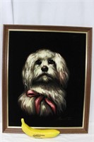 Vintage SIGNED Black Velvet Dog Painting