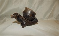 Antique 1900-1910 Lozi Zambia Cow Effigy Clay Pipe